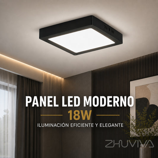Panel LED Cuadrado de Superficie 18W 22x22 cm Luz Fría con Marco Negro