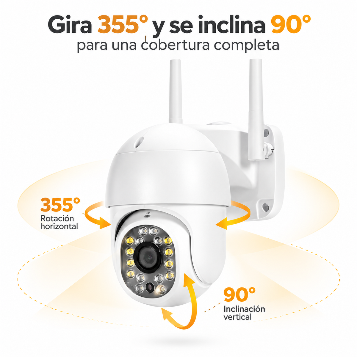 Cámara PTZ WiFi Exterior 355° con Ziicam, Audio y Visión Nocturna