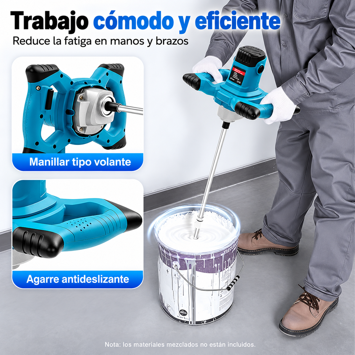 Mezclador Eléctrico 2500W 220V para Pintura, Mortero, Cemento y Adhesivos