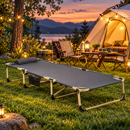 Catre Plegable Portátil Gris para Playa, Piscina y Camping con Soporte de 100 kg