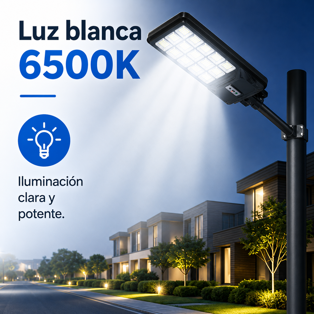 Luz solar blanca 6500K para entrada, terraza y muro exterior