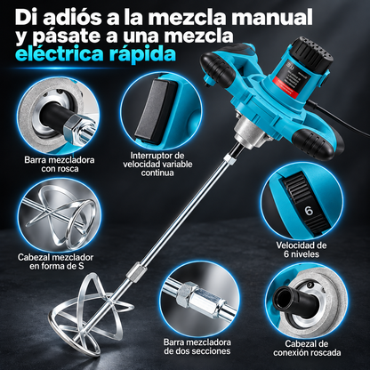 Mezclador Eléctrico 2500W 220V para Pintura, Mortero, Cemento y Adhesivos