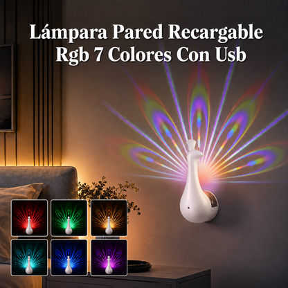 Lámpara proyector pavo real RGB multicolor con control remoto