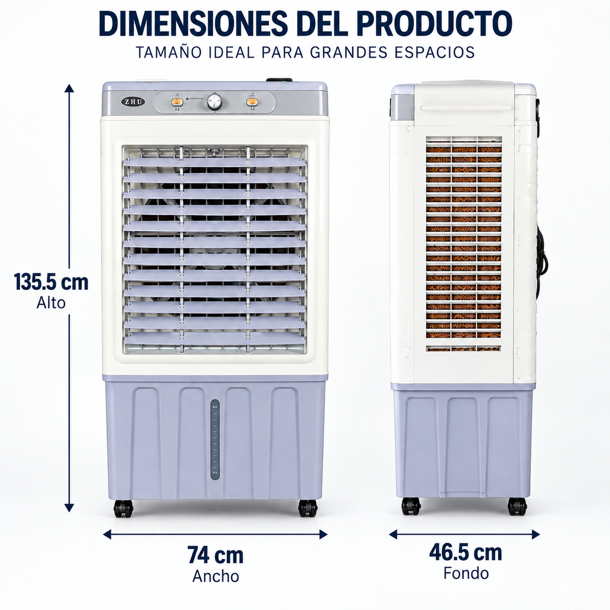 ZHU|Enfriador de Aire Industrial 101L 320W para Grandes Espacios