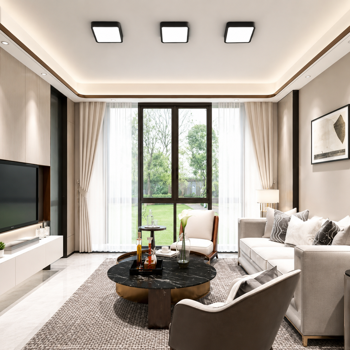 Panel LED Cuadrado de Superficie 18W 22x22 cm Luz Fría con Marco Negro