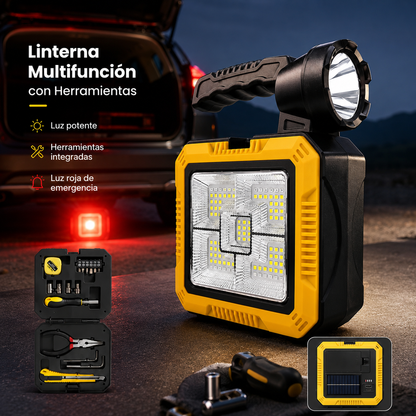 Linterna Solar Recargable 1000 lm con Kit de Herramientas USB
