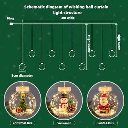 Cortina de Luces LED Cálidas 3 m con 160 Luces para Navidad y Decoración