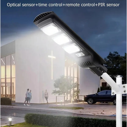 ZHU｜Foco Solar LED 120W Tipo Poste con Soporte  Sensor y Control Remoto para Patio y Jardín