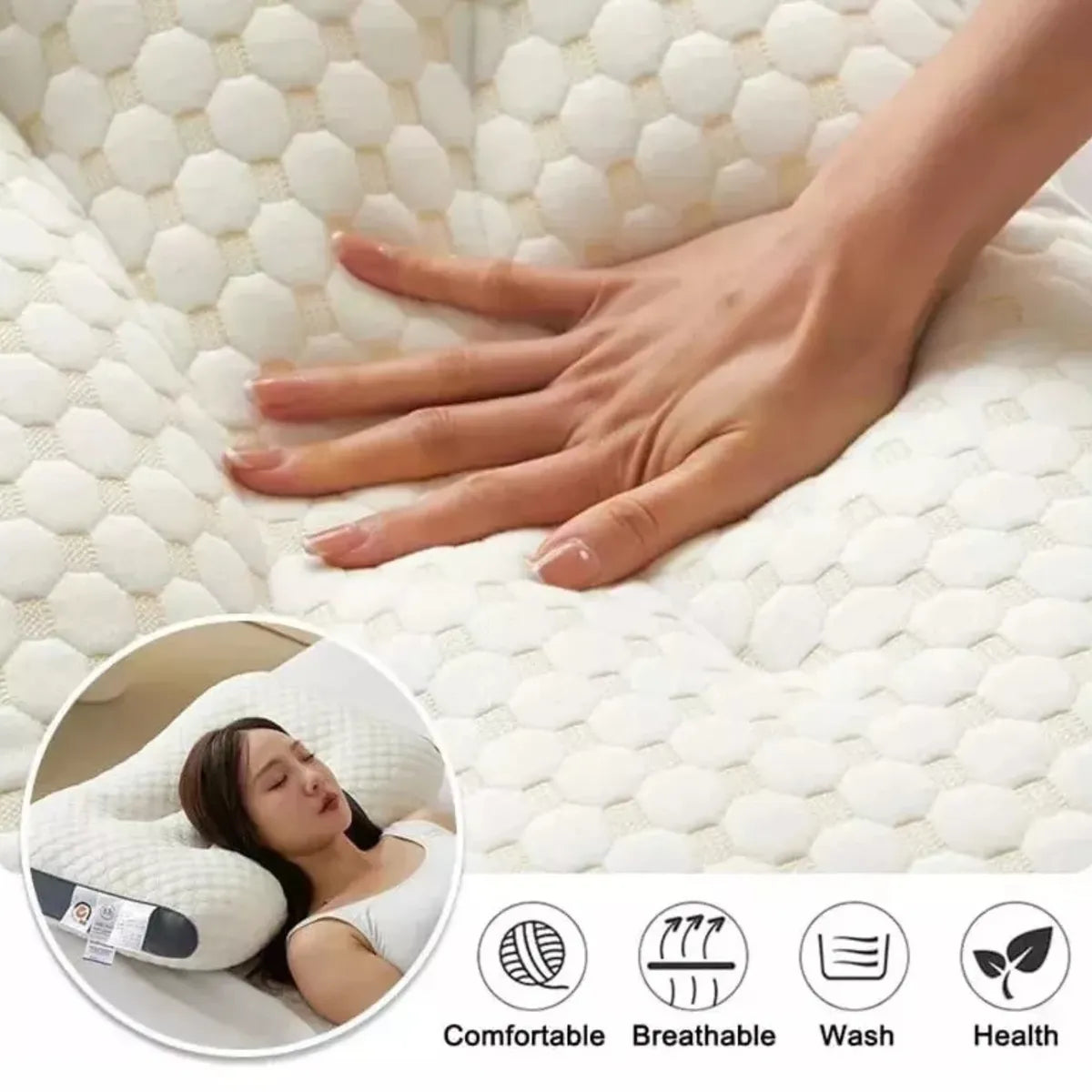 Almohada cervical suave y transpirable con funda cómoda para descanso diario