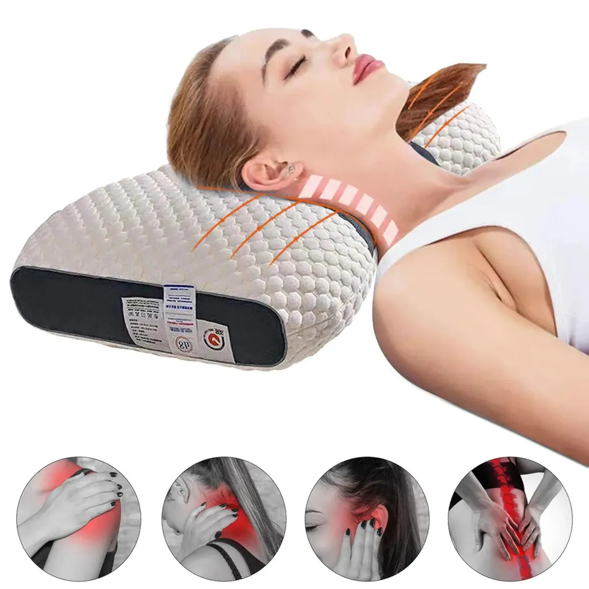 Almohada cervical para dormir de lado y boca arriba con soporte para cuello