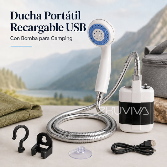 Ducha portátil recargable USB con bomba y accesorios