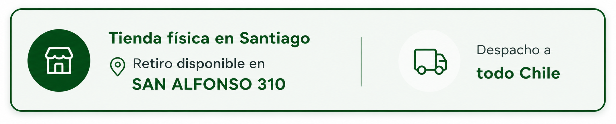 Tienda fisica en Santiago, retiro disponible en San Alfonso 310, despacho a todo Chile
